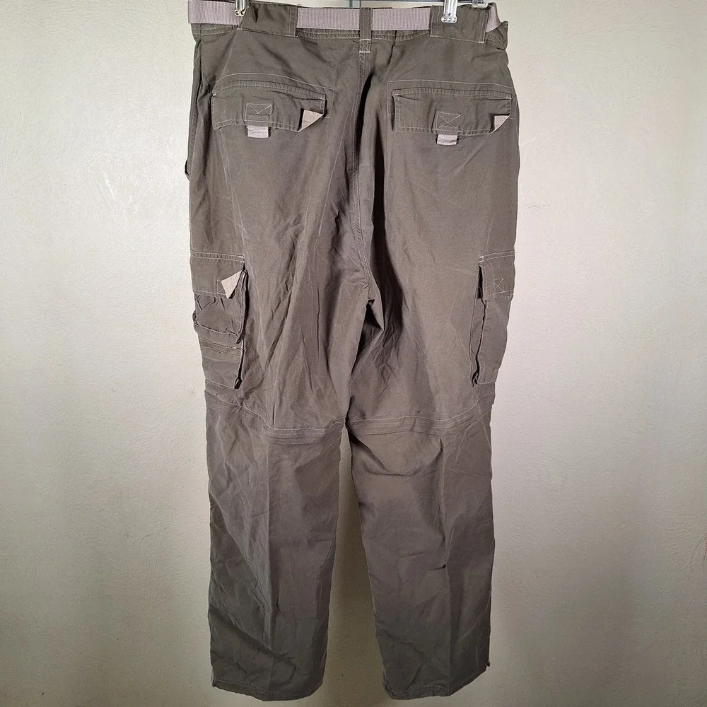 Suisse Sport Y2K Trail Pants Convertible Cargo Utility Zip Off Nylon Green Large
